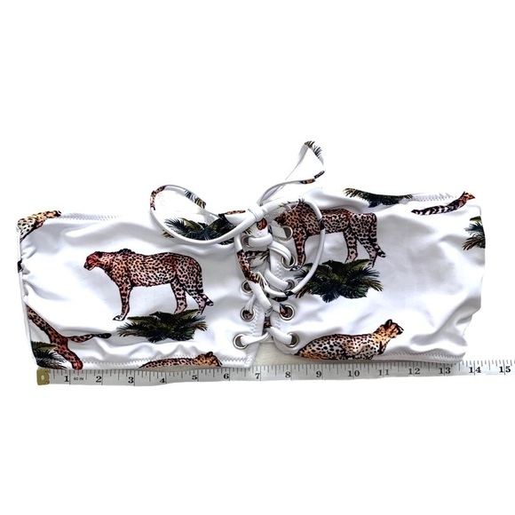 Cupshe White Leopard Palm Bandeau Bikini Top Size Large - Picture 12 of 14